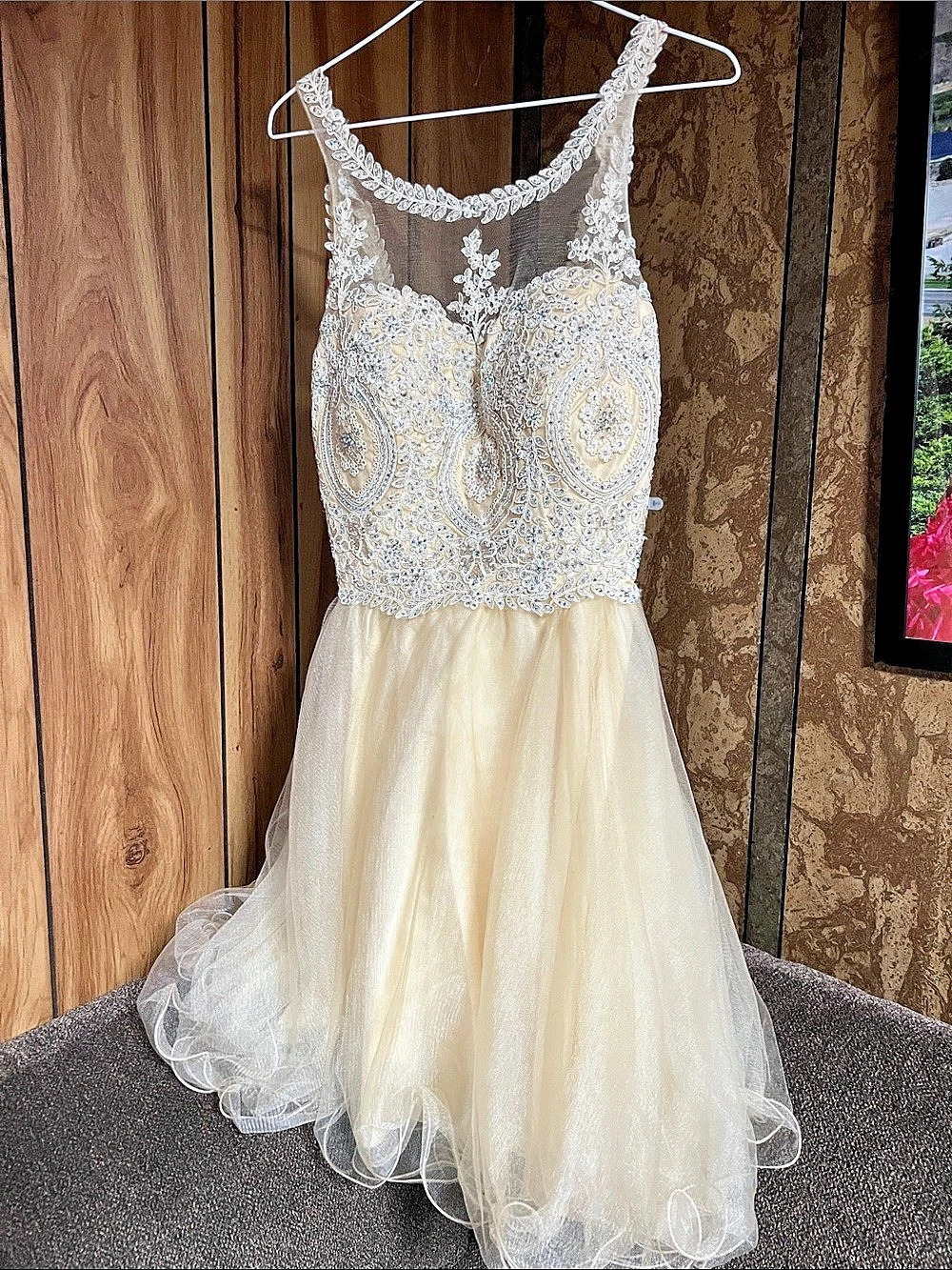 Ladivine by Cinderella Divine Short A-Line Homecoming Dress with Appliques